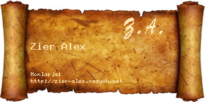 Zier Alex névjegykártya